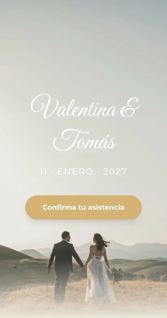 Invitación de boda hecha con FastInvit.es, en un móvil